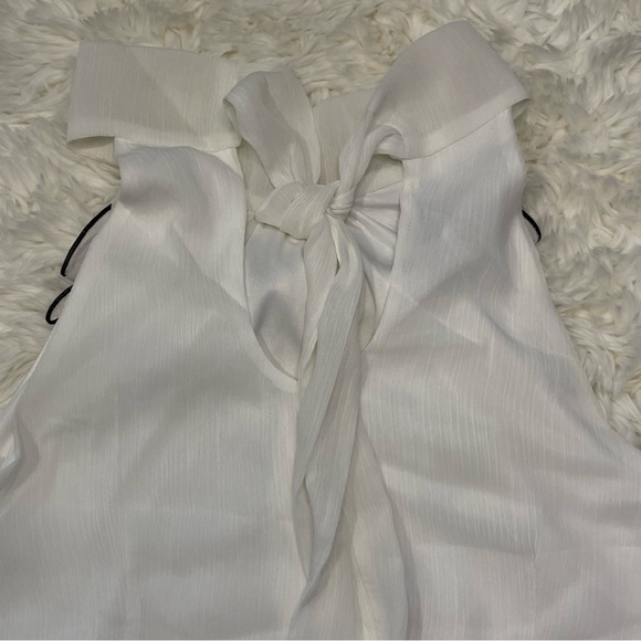 BCX White & Black High Neck Ruffle Trim Sleeveless Top - Picture 7 of 11